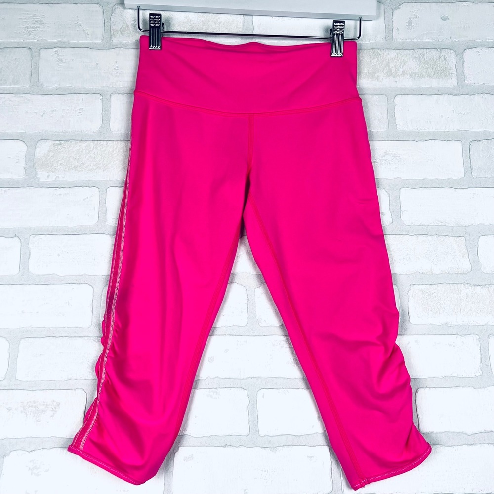Lululemon Athletica‎ Hot Pink Crop Leggings Ruched Sz 4 Activewear